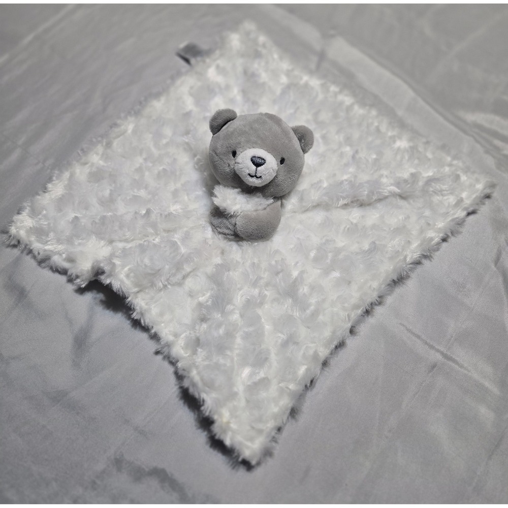 Carters Just One You Grey White Bear Print Lovey 13" Security Blanket Baby Soft